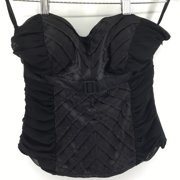Charlotte Russe Tops - Charlotte Russe Black Ruched Corset‎ Top Medium